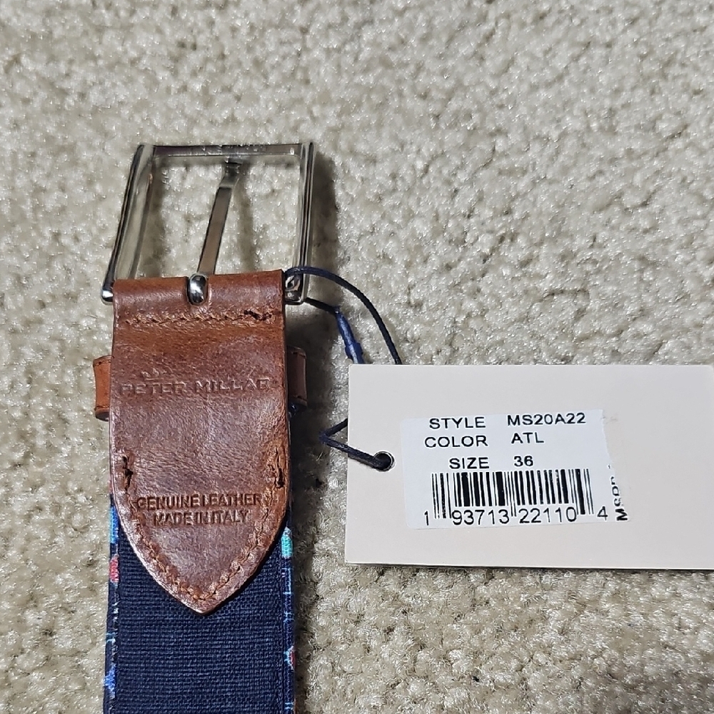 NWT Peter Millar Multicolor Patterned Men's Belt - Picture 2 of 4